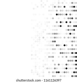 Circles background. Random dots. Black and white shades. Grey background for your design. Digital. Mosaic effect. Halftone vector.