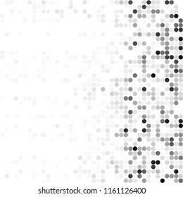 Circles background. Random dots. Black and white shades. Grey background for your design. Digital. Mosaic effect. Halftone vector.