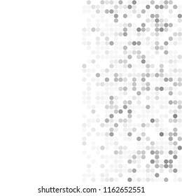 Circles background. Random dots. Grey and white shades. Grey background for your design. Digital. Mosaic effect. Halftone vector.