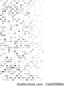 Circles background. Random dots. Grey and white shades. Grey background for your design. Digital. Mosaic effect. Halftone vector.