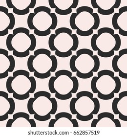 Circles background, vector monochrome texture, abstract geometric seamless pattern with big rings. Old style fashion. Repeat design element for tileable print, decor, fabric, furniture, package, cover
