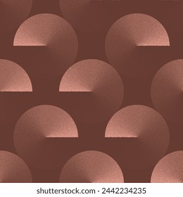 Circles Bauhaus Retro Styled Seamless Pattern Trend Vector Brown Abstract Background. 50s 60s 70s Funky Halftone Art Illustration for Textile. Repetitive Graphic Abstraction Wallpaper Dot Work Texture