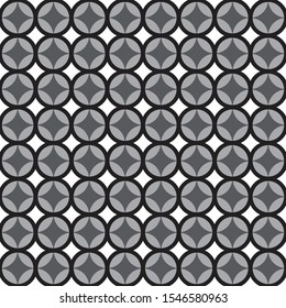 Circles of Black with white and Grey for geometric vector seamless pattern. 