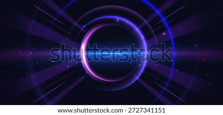 Circles blue and purple glowing abstract background. Futuristic technology neon light concept. Vector illustration