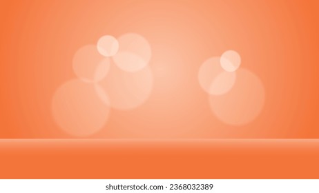 Circles bokeh lights on abstract orange gradient vector background. 