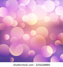 Circles bokeh magenta and light shades. Beautiful color transitions and spots, a blurry purple sunset backdrop. Great idea for advertising, holiday background, any other informational message.