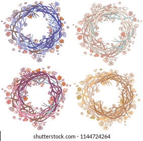 Circles of branches and flowers
