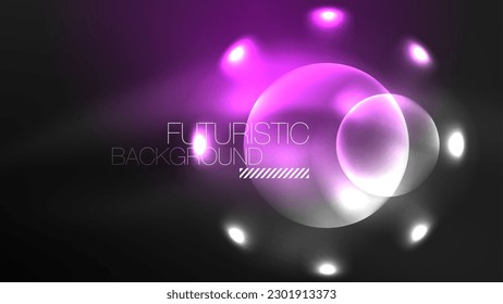 Circles with bright neon shiny light effects, abstract background wallpaper design