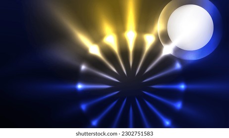 Circles with bright neon shiny light effects, abstract background wallpaper design