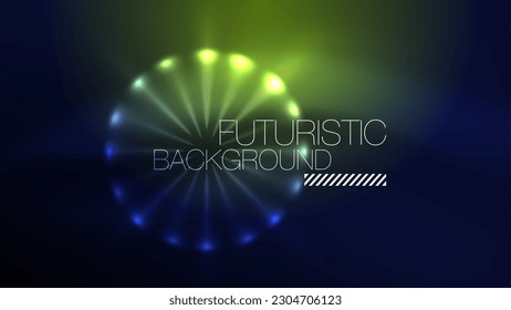 Circles with bright neon shiny light effects, abstract background wallpaper design