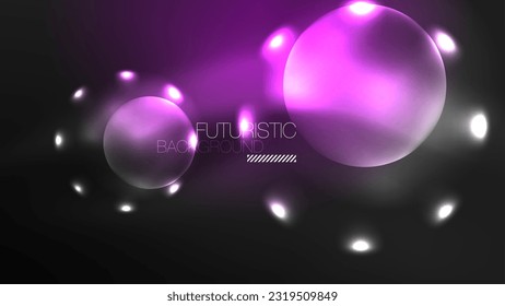 Circles with bright neon shiny light effects, abstract background wallpaper design