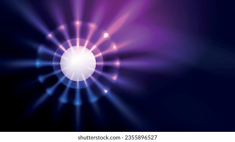 Circles with bright neon shiny light effects, abstract background wallpaper design