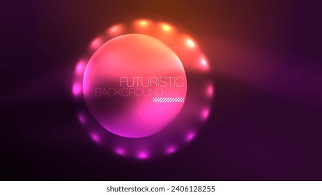 Circles with bright neon shiny light effects, abstract background wallpaper design