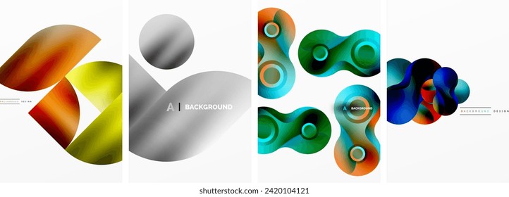 Círculos y burbujas abstraen afiches geométricos. Ilustración vectorial para fondo de escritorio, pancarta, fondo, tarjeta, ilustración del libro, página de inicio