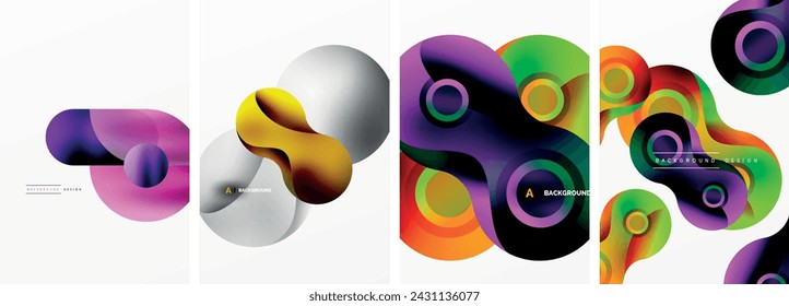Circles and bubbles abstract geometric posters. Vector illustration For Wallpaper, Banner, Background, Card, Book Illustration, landing page