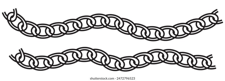Círculos de cadenas establecidas. Conexiones de decoración redondas con acero macizo y plateado para interiores decorativos con tracería de Vector industrial