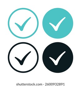 Circles Check Marks Set Bright Blue And Black