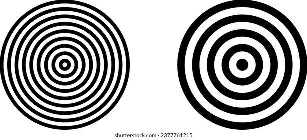 Circles in Circle Round Geometric Bull Eye Symbol Sign Icon Set. Vector Image.