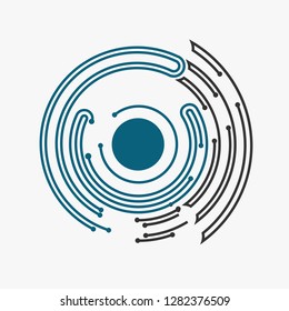 circles and circuit boards, modern and sophisticated abstract logo for industry and business, logo vector templates, web logo, future security logo