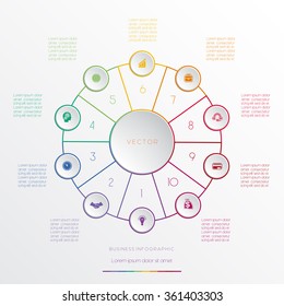 Circles from colored lines, template infographic ten positions