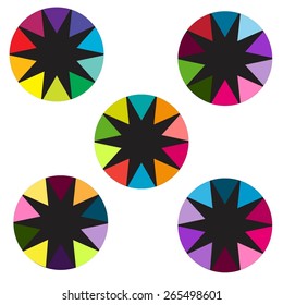circles with colorful borders.