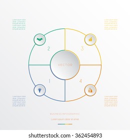 Circles from coloured lines, template infographic four positions