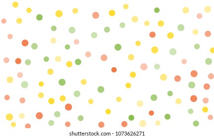 Circles confetti falling on transparent background. Round, dot vector background. Abstract colorful confetti flying in the air. Vector holiday illustration with circles confetti.