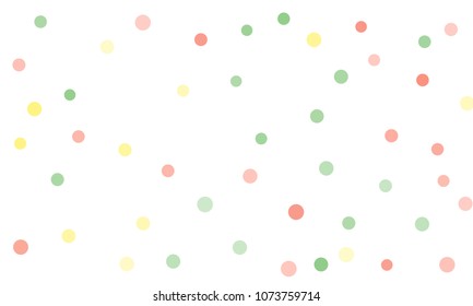 Circles confetti falling on transparent background. Round, dot vector background. Abstract colorful confetti flying in the air. Vector holiday illustration with circles confetti.