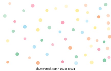 Circles confetti falling on transparent background. Round, dot vector background. Abstract colorful confetti flying in the air. Vector holiday illustration with circles confetti.
