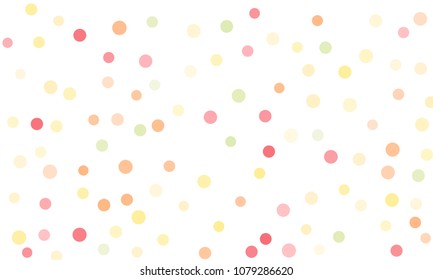 Circles confetti falling on transparent background. Round, dot vector background. Abstract colorful confetti flying in the air. Vector holiday illustration with circles confetti.