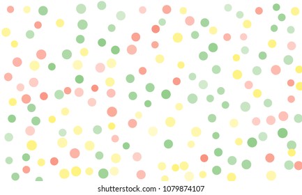 Circles confetti falling on transparent background. Round, dot vector background. Abstract colorful confetti flying in the air. Vector holiday illustration with circles confetti.