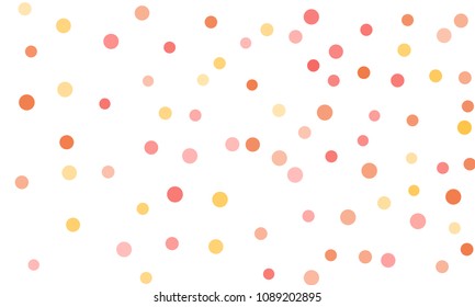 Circles confetti falling on transparent background. Round, dot vector background. Abstract colorful confetti flying in the air. Vector holiday illustration with circles confetti.