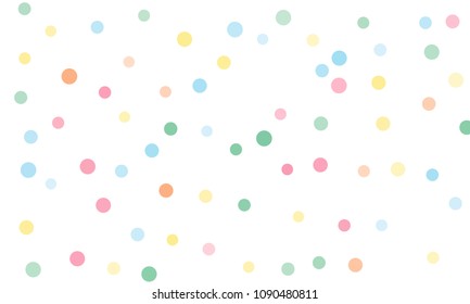 Circles confetti falling on transparent background. Round, dot vector background. Abstract colorful confetti flying in the air. Vector holiday illustration with circles confetti.