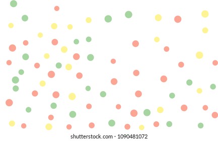 Circles confetti falling on transparent background. Round, dot vector background. Abstract colorful confetti flying in the air. Vector holiday illustration with circles confetti.
