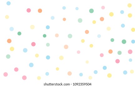 Circles confetti falling on transparent background. Round, dot vector background. Abstract colorful confetti flying in the air. Vector holiday illustration with circles confetti.