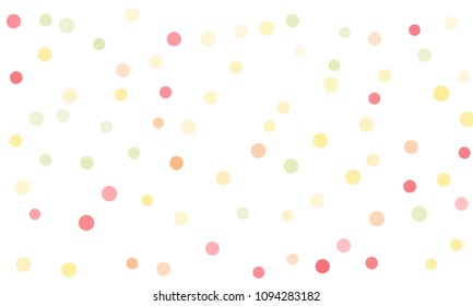 Circles confetti falling on transparent background. Round, dot vector background. Abstract colorful confetti flying in the air. Vector holiday illustration with circles confetti.