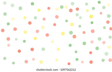 Circles confetti falling on transparent background. Round, dot vector background. Abstract colorful confetti flying in the air. Vector holiday illustration with circles confetti.