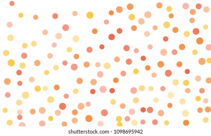 Circles confetti falling on transparent background. Round, dot vector background. Abstract colorful confetti flying in the air. Vector holiday illustration with circles.
