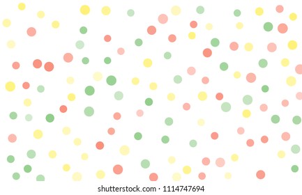 Circles confetti falling on transparent background. Round, dot vector background. Abstract colorful confetti flying in the air. Vector holiday illustration with circles confetti.