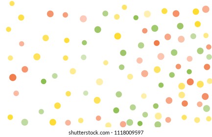 Circles confetti falling on transparent background. Round, dot vector background. Abstract colorful confetti flying in the air. Vector holiday illustration with circles confetti.