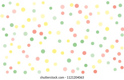 Circles confetti falling on transparent background. Round, dot vector background. Abstract colorful confetti flying in the air. Vector holiday illustration with circles confetti.