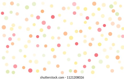 Circles confetti falling on transparent background. Round, dot vector background. Abstract colorful confetti flying in the air. Vector holiday illustration with circles confetti.