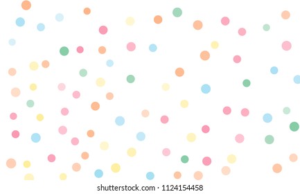 Circles confetti falling on transparent background. Round, dot vector background. Abstract colorful confetti flying in the air. Vector holiday illustration with circles confetti.