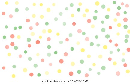 Circles confetti falling on transparent background. Round, dot vector background. Abstract colorful confetti flying in the air. Vector holiday illustration with circles confetti.