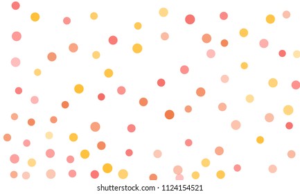 Circles confetti falling on transparent background. Round, dot vector background. Abstract colorful confetti flying in the air. Vector holiday illustration with circles confetti.