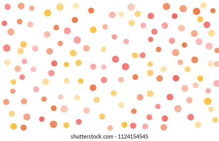 Circles confetti falling on transparent background. Round, dot vector background. Abstract colorful confetti flying in the air. Vector holiday illustration with circles confetti.