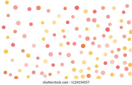 Circles confetti falling on transparent background. Round, dot vector background. Abstract colorful confetti flying in the air. Vector holiday illustration with circles confetti.