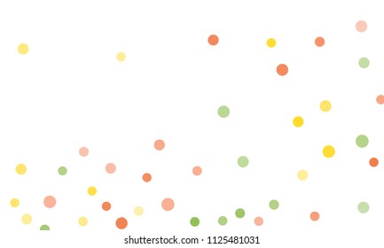 Circles confetti falling on transparent background. Round, dot vector background. Abstract colorful confetti flying in the air. Vector holiday illustration with circles confetti.