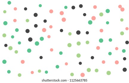 Circles confetti falling on transparent background. Round, dot vector background. Abstract colorful confetti flying in the air. Vector holiday illustration with circles confetti.