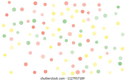 Circles confetti falling on transparent background. Round, dot vector background. Abstract colorful confetti flying in the air. Vector holiday illustration with circles confetti.